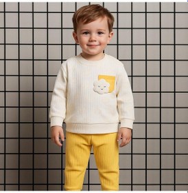 Resim Bulut Desenli Erkek Bebek Sarı İkili Takım Sarı 