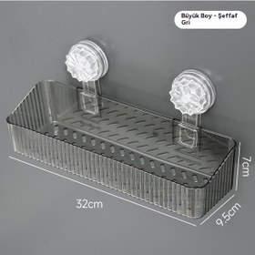 Resim Vakumlu Eşya Rafı, Delme Gerektirmeyen Banyo Tuvaleti Lavabo Ve Yıkanma Alanı İçin Duvara Monte Edilebilen Duvarlık Ve Saklama Kutusu Rakoru Küçük Gri 