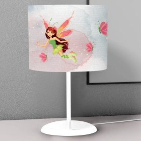 Resim instababyrooms Açık Pembe Perikız Desenli Çocuk Odası Dijital Baskılı Çocuk Odası Masaüstü Abajur Avize 