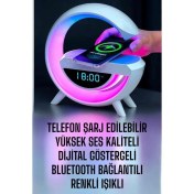 Resim Techno Stock Bluetooth Hoparlör Dijital Göstergeli Wireless Şarj Rgb Işıklı 