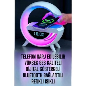 Resim Techno Stock Bluetooth Hoparlör Dijital Göstergeli Wireless Şarj Rgb Işıklı 