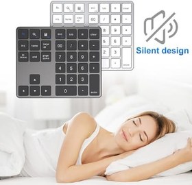 Resim Numeric Keypad Numpad 2.4Ghz Wireless Bluetooth Numeric Keypad USB C Rechargeable Numpad Gray 