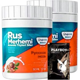 Resim Playboy Turquoise 2'li Adet Ceviz & Ceviz Sütü Rus Merhemi 50 ml Tüy Dökücü Krem + 1 Armağan Jel 