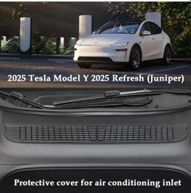 Resim Lumaworld Yükseltilmiş Tesla Model Y Kaputu Siyah 2 Parça Detachable Versiyon 2 0 Hava Izgarası Böcek Siperliği Toz Koruması 