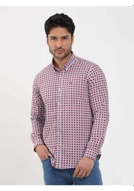 Resim Dufy Kırmızı Erkek Slim Fit Puantiyeli Brent Düğmeli Yaka Uzun Kol Gömlek - 104344-kırmızı Kırmızı 