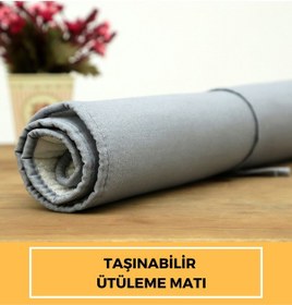 Resim Beylini Ütüleme Matı Masası Kılıfı Örtüsü Bezi, Keçeli,Süngerli 53x71 cm Gri 