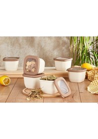 Resim Vip Ahmet VP-057 Kumsal Kare Saklama Kabı Bej 6 x 550 ML Bej 