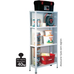 Resim Regalux Metal 4 Katlı Raf 160X84X30 cm Beyaz 