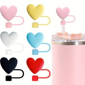 Resim Renkli Kalp Silikon Pipet Uçları, Toz Geçirmez ve Yeniden Kullanılabilir Kapaklar 1.02cm Çaplı Samanlara, Dekoratif Çiçek Deseni, Tatil Kutlamaları ve Günlük Kullanım İçin Mükemmel 
