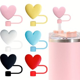 Resim Renkli Kalp Silikon Pipet Uçları, Toz Geçirmez ve Yeniden Kullanılabilir Kapaklar 1.02cm Çaplı Samanlara, Dekoratif Çiçek Deseni, Tatil Kutlamaları ve Günlük Kullanım İçin Mükemmel 