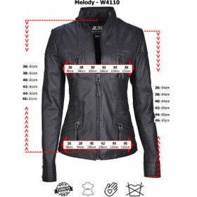 Resim ALİN Melody Kadın Siyah Fit Hakiki Deri Ceket - Beden Ölçülerini Görselden İnceleyebilirsiniz 