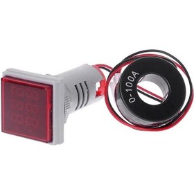 Resim 22Mm Dijital Voltmetre-Ampermetre Ac 20-500V 0-100A Kırmızı 