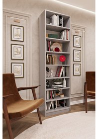 Resim Asra Trend %100 Mdflam Kül Gri Kitaplık K 03 