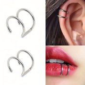 Resim 1 Adet Deliksiz Dudak Halkası Klipsli, Şık U-Şekilli Çift Katmanlı Kulak & Dudak Kelepçesi, Minimalist Görünüm için Günlük Takı, Hip Hop Moda, Güvenli Fit, Dayanıklı Kelepçe, Trendsetterlar için Alternatif Stil 
