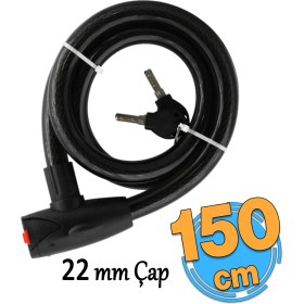 Resim Badem10 Motosiklet Kilidi Çap 22 mm Bisiklet Halat Zincir Çelik Kilit Hırsız Önlem Güvenlik 150 cm Kalın 