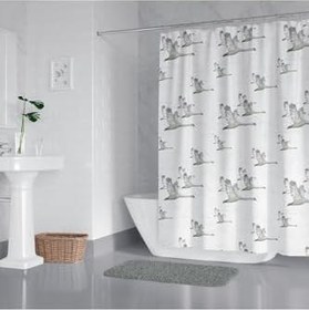 Resim Tropik Home Duş Perdesi Seti, 12 Adet C Halka Hediyeli Banyo Perdesi-banyo Duş Perdeleri-banyo Aksesuarları Martı 