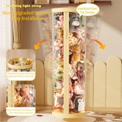 Resim Büyük Boy Plush Oyuncak Depolama Kova Tekerlekli - Şeffaf Fermuarlı Ağır Plastik Oyuncak Organizatörü, Sarı Silindirik Genç Odası Depolama Alanı ile Üst Oyun Alanı ve Yerden Tasarruf Sağlayan Tasarım, Eğlenceli Organizatör, Silindirik Konteyner, HD Şeffaf 