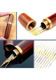 Resim Omeniv 24 adet Özel Dikiş İğnesi Doğal Ahşap Pirinç Kutu 