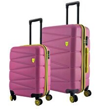 Resim Louisiana Polo 1164 4x2 Teker Büyük ve Kabin Boy Pembe 2'li Valiz Seti 