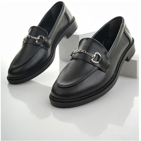 Resim Muggo Sussie Garantili Metal Tokalı Kadın Loafer Günlük Ayakkabı Siyah 