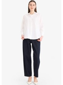 Resim DeFacto Relax Fit Basic Düz Poplin Uzun Kollu Tesettür Gömlek Tunik E7977AX25SMWT34 