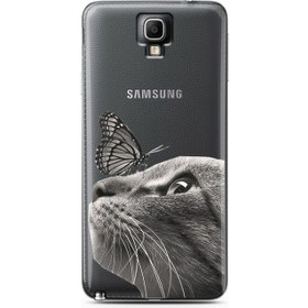 Resim Samsung Galaxy Note 3 Neo Kelebek Kedi Tasarımlı Telefon Kılıfı 