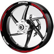 Resim Beyaz-Motoran -Yazılı-3-Parçalı-Reflektif -Kırmızı-Jant-Şeridi 