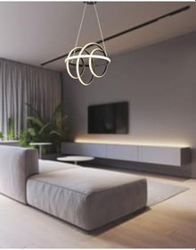 Resim TT AYDINLATMA Tt005-sy Burgu Modeli (Beyaz Işık Led) Mat Siyah Led Avize Siyah 
