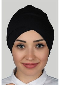 Resim Altobeh Çapraz Dış Kadın Tesettür Bonesi Penye - Lacivert 