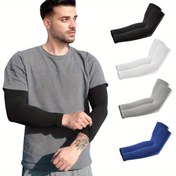 Resim 3 çift erkek spor kol kollukları - Esnek ve nefes alabilir kumaş, karışık renkler (siyah/beyaz/mavi), spor salonu ve açık hava egzersizleri için uygun - Şık tasarım, tekstil malzeme 