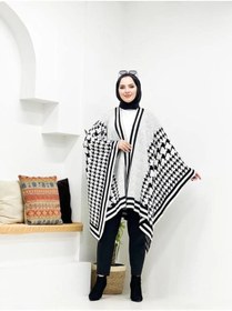 Resim 02Lady Fashion kadın çift taraflı kullanılabilen desenli triko şal panço 