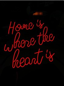 Resim Home Is Where The Heart Is Yazılı Neon Led Renkli 