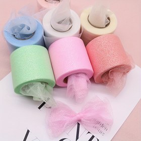 Resim 22.86 metre YHOUGEL Parlak Gümüş Nokta Tül Kurdele Rulo, Polyester Kumaş, DIY El Sanatları, Saç İğneleri, Yaylar, Başlıklar ve Şapka Süslemeleri için 