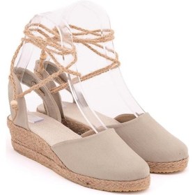 Resim Star Tombis Gerçek Elişi Hasır Jüt Bileğe Bağlı Ipli Günlük Kadın Espadril Handmade Bej 
