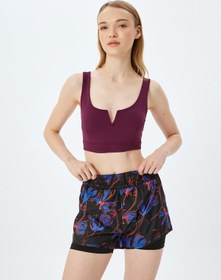 Resim Koton V Yaka Kaplı Slim Fit Kolsuz Sporcu Sütyeni Bordo 5wak30062nk Bordo 