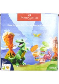Resim Faber-castell Dino 4x56 Gr Oyun Hamuru Ve 3d Kalıp Oyun Hamuru Seti Çok Renkli 