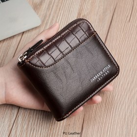 Resim CarrKen Erkek Moda Cüzdanı - Timsah Desenli, Fermuarlı ve Dikiş Detaylı Çok Fonksiyonlu Büyük Kapasiteli Kartlık, Kahverengi ve Siyah, Sevimli Cüzdan 