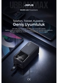 Resim Jopus 30000mah Powerbank Lcd Ekranlı Taşıma Askılı Güçlü Taşınabilir Şarj Cihazı Siyah 