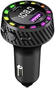 Resim RGB Işıklı 5.3 Bluetoothlu 30W USB Type C Hızlı Şarjlı Araç Kiti - MP3 Çalar, Eller Serbest Modlu 