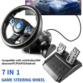 Resim MEGAMUS 7in1 Uyumlu Gamer Direksiyonu Pratik 180' Döndürme Oynama Rahat Kavrama Direksiyon Simidi 