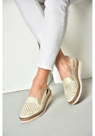 Resim Fox Shoes P555501103 Bej Hakiki Deri Kadın Ayakkabı Bej 