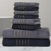 Resim 8 adet Premium Çizgili Dekoratif Havlu Seti, 70*140cm/27.5*55inç + 42*70cm/16.5*27.5inç Havlu + 35cm*35cm/13.7inç*13.7inç, Banyo, Spor Salonu, Parti, Hediye, Tatil ve Otel için Mükemmel: Ev Kullanımı için Mükemmel, Banyo Havlusu veya Mutfak Gereksinimleri > Banyo Aksesuarları > Havlu Seti, Yıkama Bezleri 