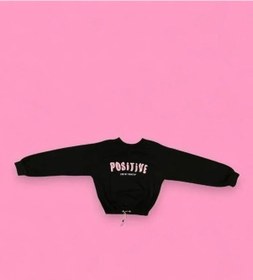 Resim Kız Çocuk Positive Baskılı Sweatshirt-14230 Siyah 