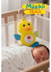 Resim Müzikli Işıklı Sevimli Ördek Figürlü Çıkarılabilir Hoparlörlü Diş Kaşıyıcılı Uyku Arkadaşı 20 Cm 