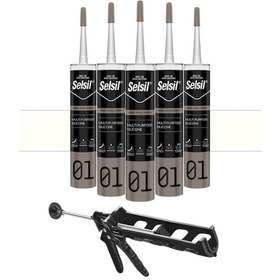 Resim Selsil Ga Silikon 280 Gr. Beyaz 5 Adet , Plastik Tabanca Beyaz 