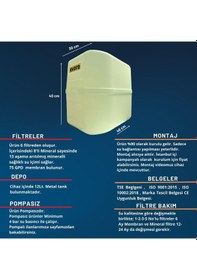 Resim 13 Aşamalı 12 Litre Beyaz Kapalı Kasa Pompasız Su Arıtma Cihazı 