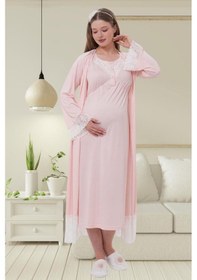Resim Mecit Pijama Mecit 6204 Bayan Pembe Hamile Lohusa Sabahlık Gecelik Takım 