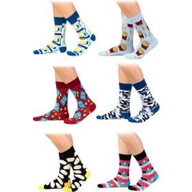 Resim Ozzy Socks 6'lı Organik Pamuklu Dikişsiz Erkek Çok Renkli Desenli Çorap (448387659) Lacivert 