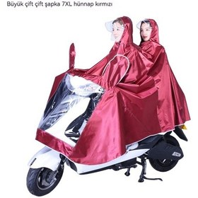 Resim Motosiklet Yağmurluk Panço Kalınlaşır Ve Yağmur Geçirmez Çift Erkek Ve Kadın Genel Panço Siyah - Kırmızı 