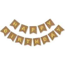 Resim Happy Bırthday Yazı Kraft/ Gold Banner Tüm Yaşlar 